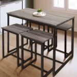 Iron and Mdf Dining Room 5 Pieces - Black and Grey